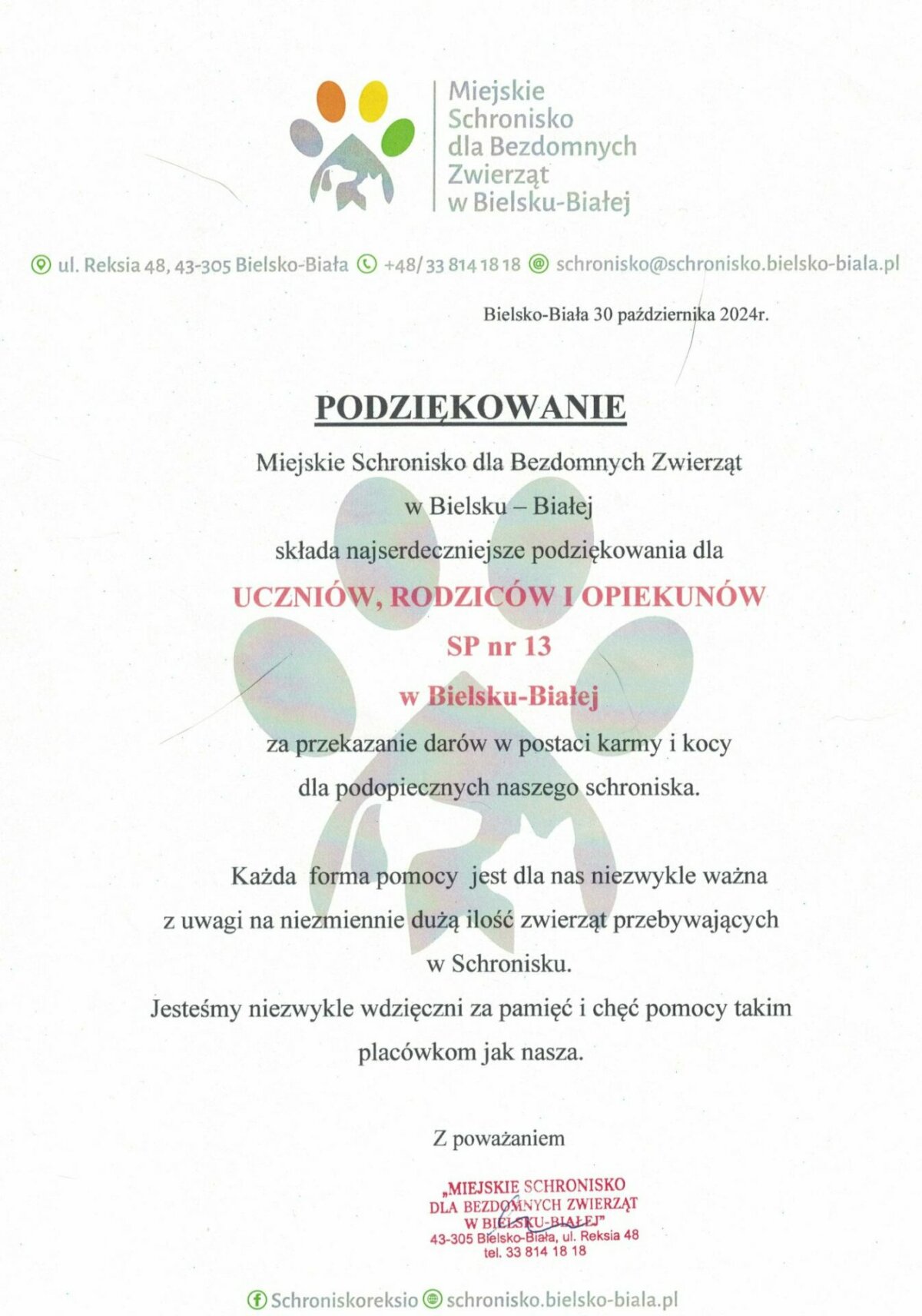 „Zbiórka darów dla bezdomnych zwierząt”